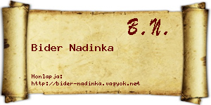 Bider Nadinka névjegykártya